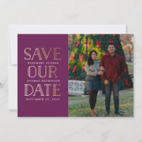 Stacked Gold Photo Save the Date