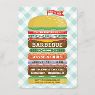 Stacked Hamburger Baby Shower Barbecue Invitation