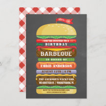 Stacked Hamburger Birthday BBQ Chalkboard