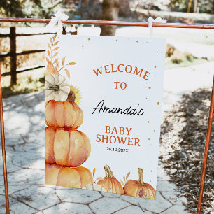 Stacked Little Pumpkin Baby Shower Welcome Sign