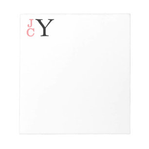 Stacked Monogram, Coral and Black Personalised Not Notepad