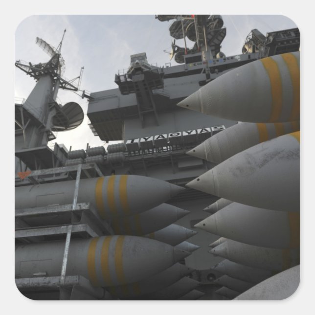 Stacked ordnance ready to be loaded square sticker (Front)
