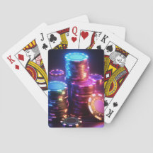 Stacked Poker Chips Playing Cards