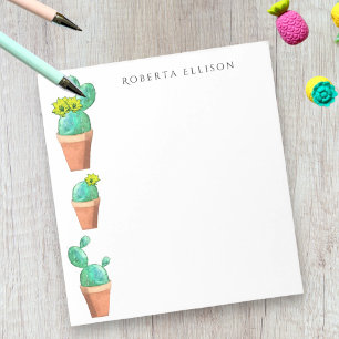 Stacked Potted Cactus Yellow Flowers Custom Notepad