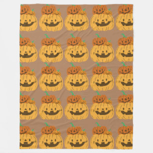 Stacked pumpkin pattern fleece blanket