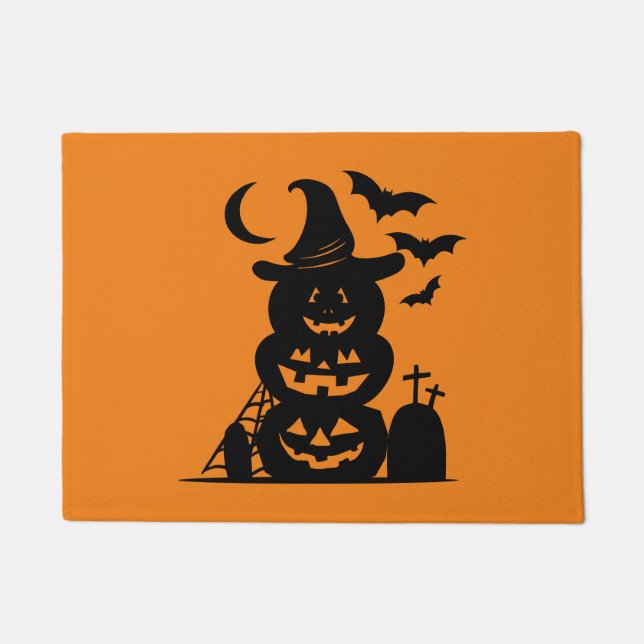 Stacked Pumpkins Halloween Doormat (Front)