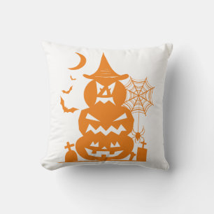 Stacked Pumpkins Halloween Reversible  Cushion
