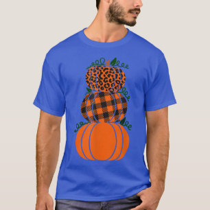 Stacked Pumpkins Leopard Print Plaid Print Fall Au T-Shirt