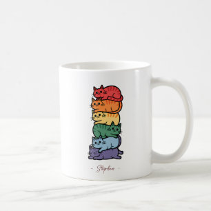 Stacked Rainbow Cats – LGBTQ Pride Celebration Coffee Mug