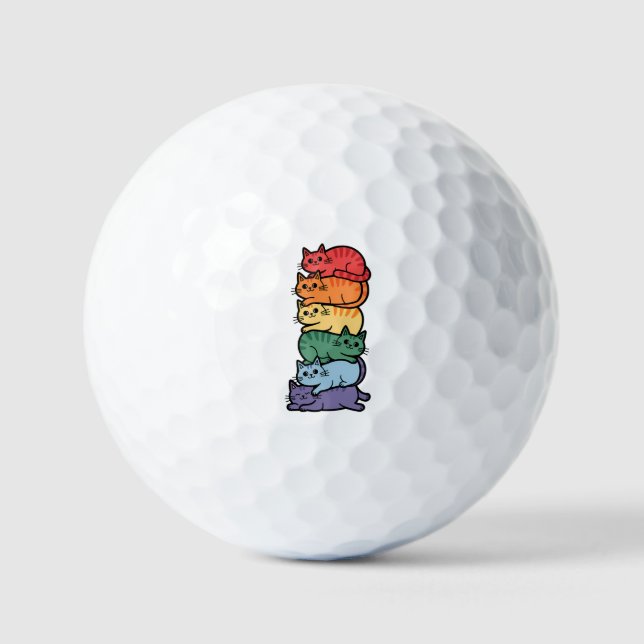 Stacked Rainbow Cats – LGBTQ Pride Celebration Golf Balls (Front)