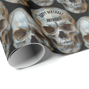Stacked Skulls Paris Catacombs Gothic Halloween Wrapping Paper