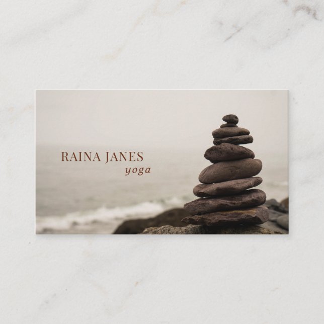 Stacked Stones Beach Yoga Business Card (Front)