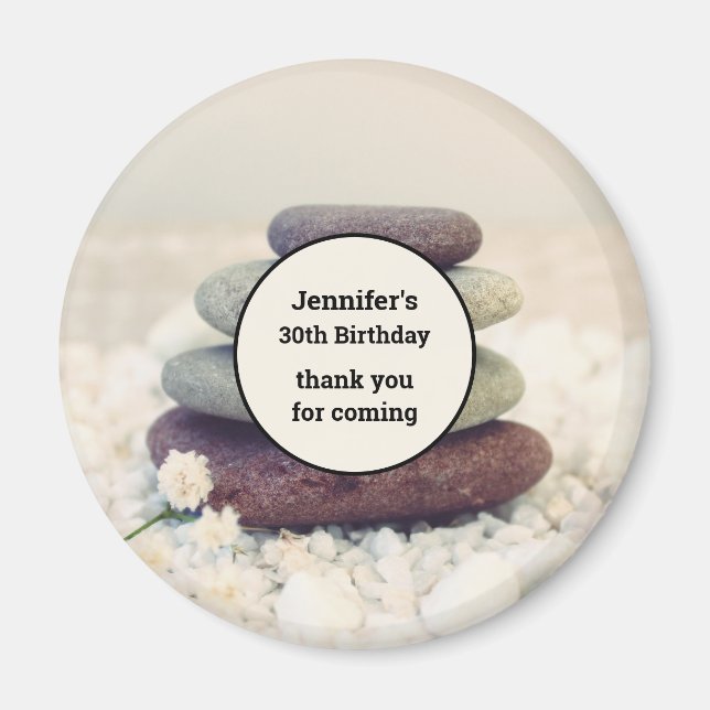 Stacked Stones Meditative Cairn Birthday Thank You Magnet (Front)
