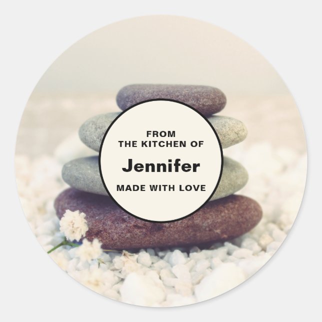 Stacked Stones Meditative Cairn Kitchen Classic Round Sticker (Front)