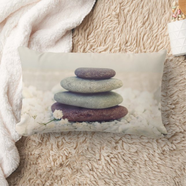 Stacked Stones Meditative Cairn Lumbar Cushion (Blanket)