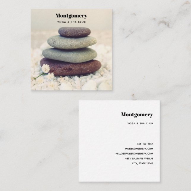 Stacked Stones Meditative Cairn Square Business Card (Front/Back)