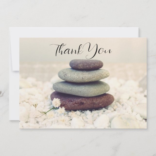 Stacked Stones Meditative Cairn Thank You Card (Front)