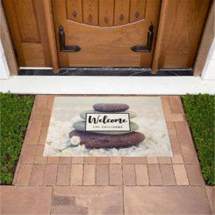 Stacked Stones Meditative Cairn Welcome Doormat