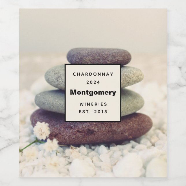 Stacked Stones Meditative Cairn Wine Making Wine Label (Single Label)