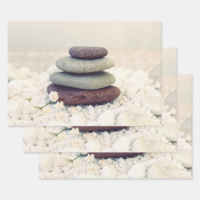 Stacked Stones Meditative Cairn Wrapping Paper Sheet (Set)