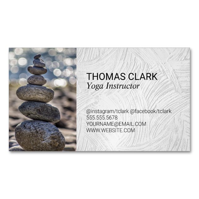 Stacked Stones | Zen | Yoga Magnetic Business Card (Front)