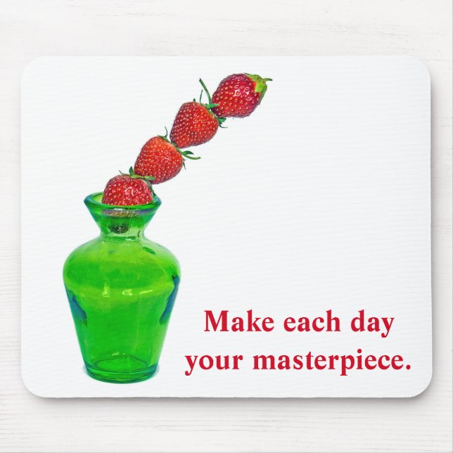 Stacked Strawberries with Quote Mouse Mat (Front)
