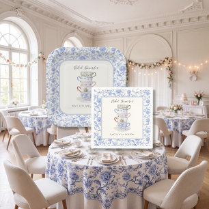 Stacked Teacup Vintage Chinoiserie Blue Bridal Tea Napkin