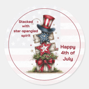 Stacked With Star‑Spangled Spirit 4th of July Classic Round Sticker