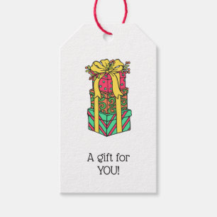 Stacked Wrapped Christmas Presents Xmas Gift Tags