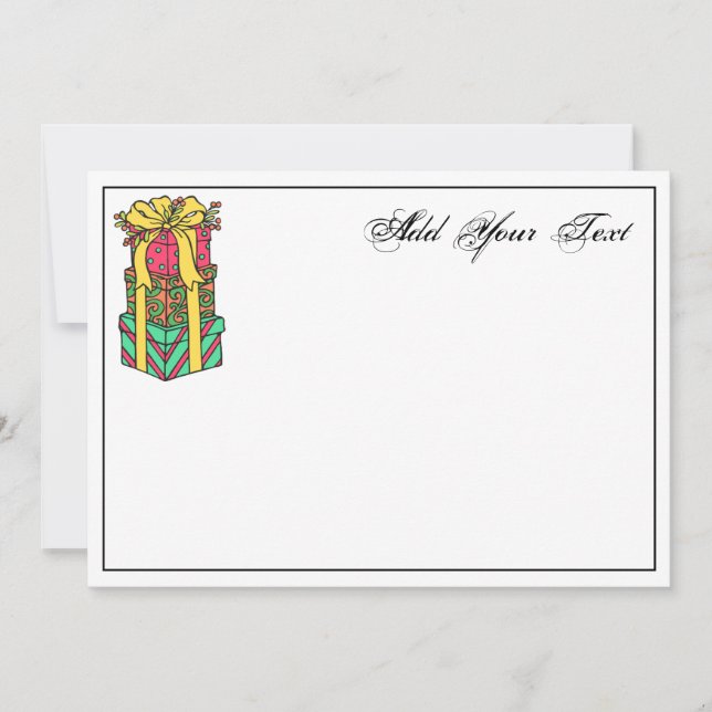 Stacked Wrapped Christmas Presents Xmas Holiday Card (Front)