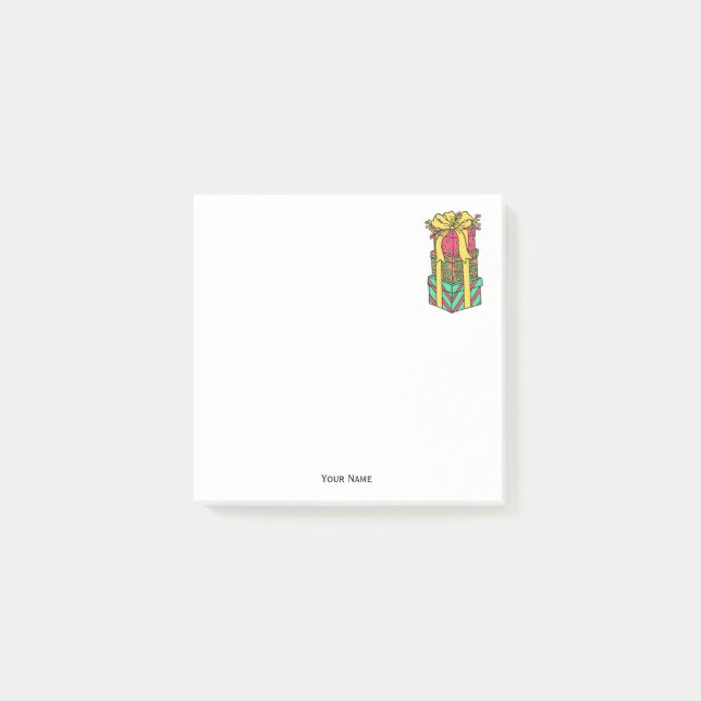 Stacked Wrapped Christmas Presents Xmas Post-it Notes (Front)