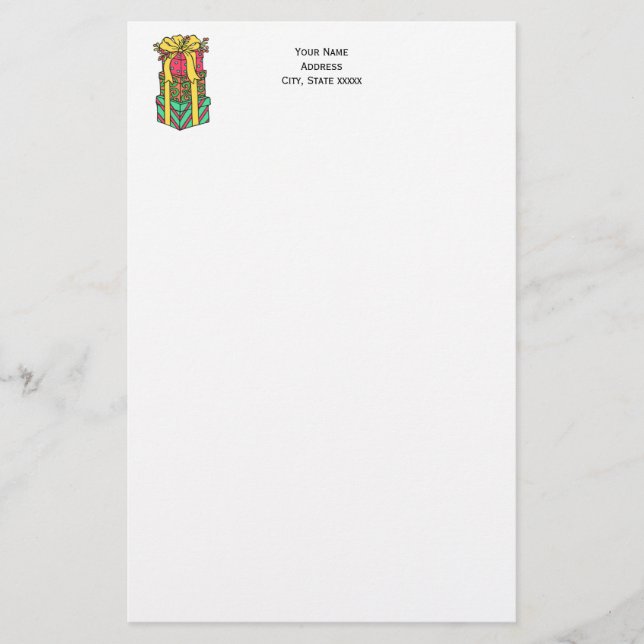 Stacked Wrapped Christmas Presents Xmas Stationery (Front)