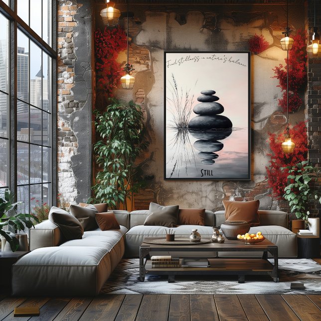 Stacked Zen Stones and Gentle Stream Art Poster (Creator Uploaded)