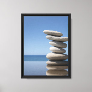Stacked Zen Stones by the Sea Canvas Print