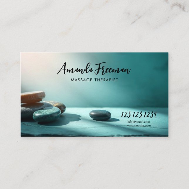 Stacked Zen Stones Massage Therapist Business Card (Front)