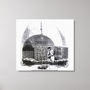Stacking Bags of Dollars in a Compartment Canvas Print