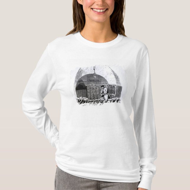 Stacking Bags of Dollars in a Compartment T-Shirt (Front)