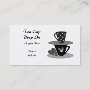 Stacking Teacups Black and White Business Card