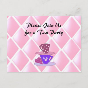 Stacking Teacups Tea Party Invitation Postcard