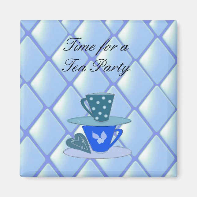 Stacking Teacups - Tea Party Magnet (Front)