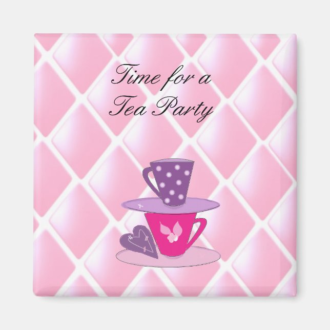 Stacking Teacups - Tea Party Magnet (Front)