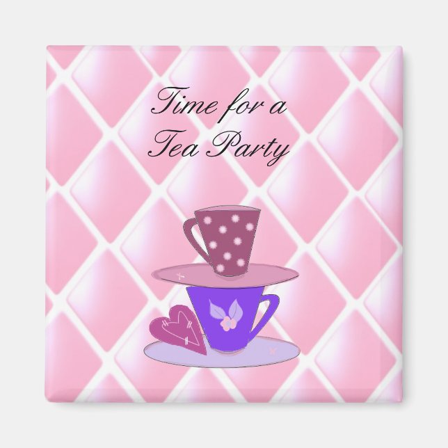 Stacking Teacups - Tea Party Magnet (Front)