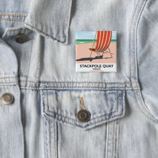 Stackpole Quay Wales beach travel poster 15 Cm Square Badge
