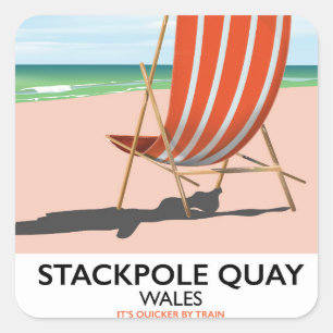 Stackpole Quay Wales beach travel poster Square Sticker