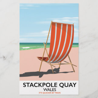 Stackpole Quay Wales beach travel poster Stationery