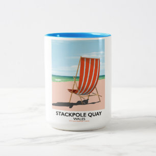 Stackpole Quay Wales beach travel poster Two-Tone Coffee Mug