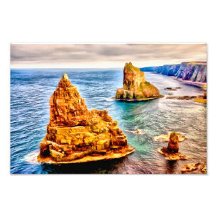 Stacks of duncansby Scotland painting Photo Print