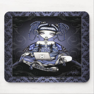 "Stacy" Cute Blue Lap Top Fairy Art Mousepad