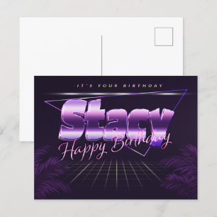 Stacy Name Vorname lila Postkarte Geburtstag Postcard