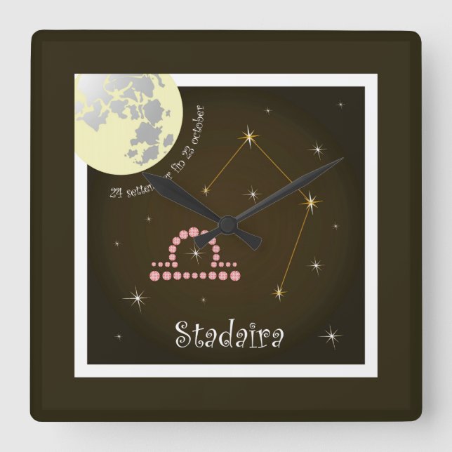Stadaira 24 settember fin 23 october Uhr Square Wall Clock (Front)